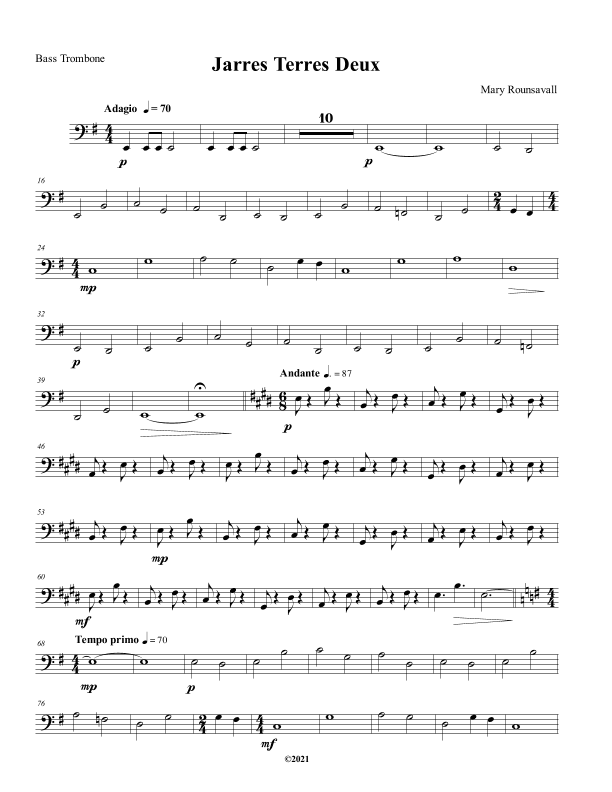 Jarres Terres Deux: BASS TROMBONE PART
