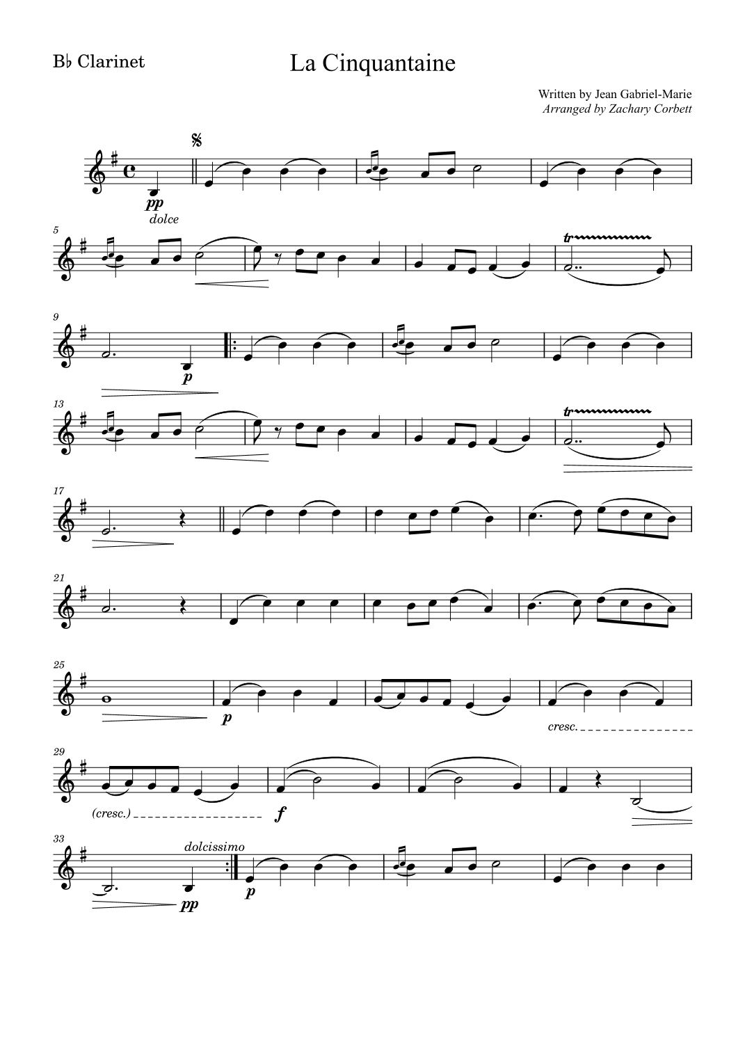 La Cinquantaine (arr. Zachary Corbett)