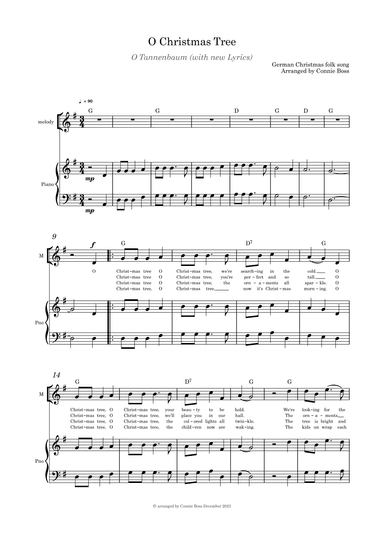 O Christmas Tree child or soprano solo and piano (arr. Connie Boss)