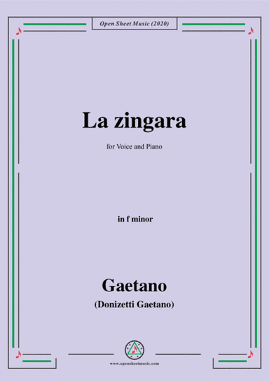Donizetti-La Zingara,in f minor,for Voice and Piano (arr. MSM)