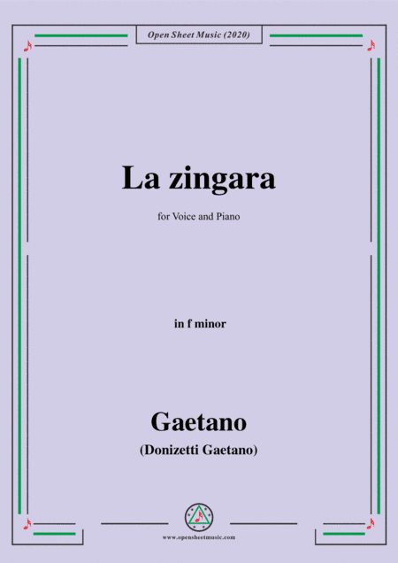 Donizetti-La Zingara,in f minor,for Voice and Piano (arr. MSM)