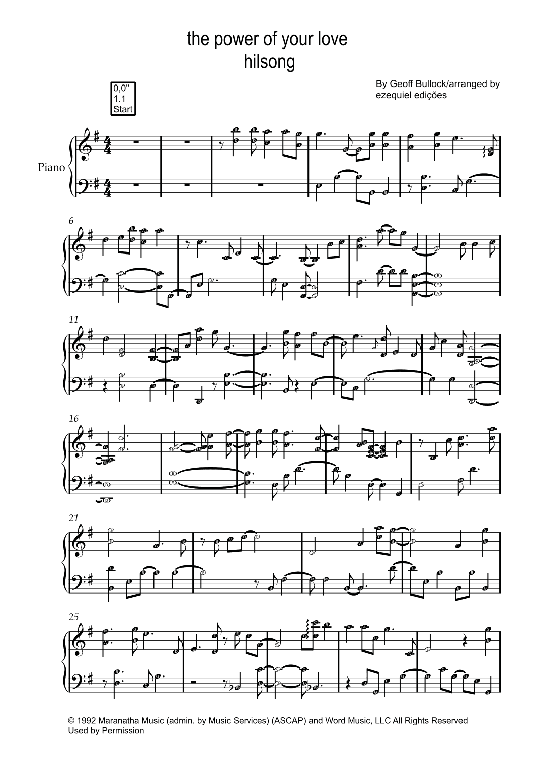The Power Of Your Love (arr. ezequiel zeferino edição)