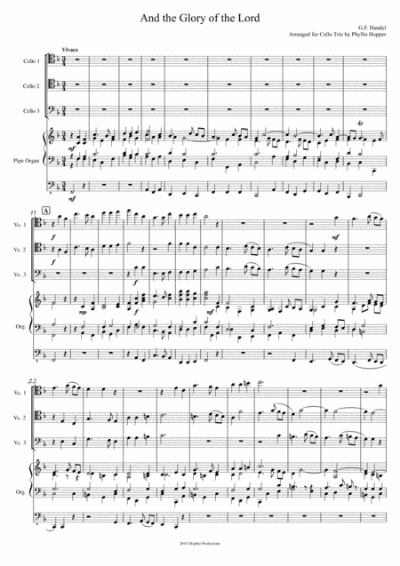 And The Glory of the Lord - 3celli organ (arr. Phyllis Hopper)