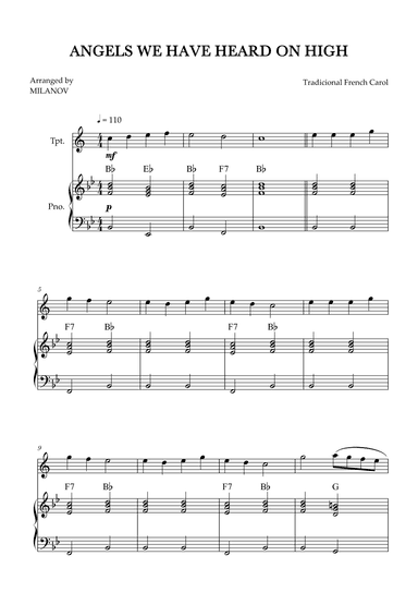 Angels We Have Heard on High | Christmas song | trumpet | easy beginner | Chords (arr. Milanov)