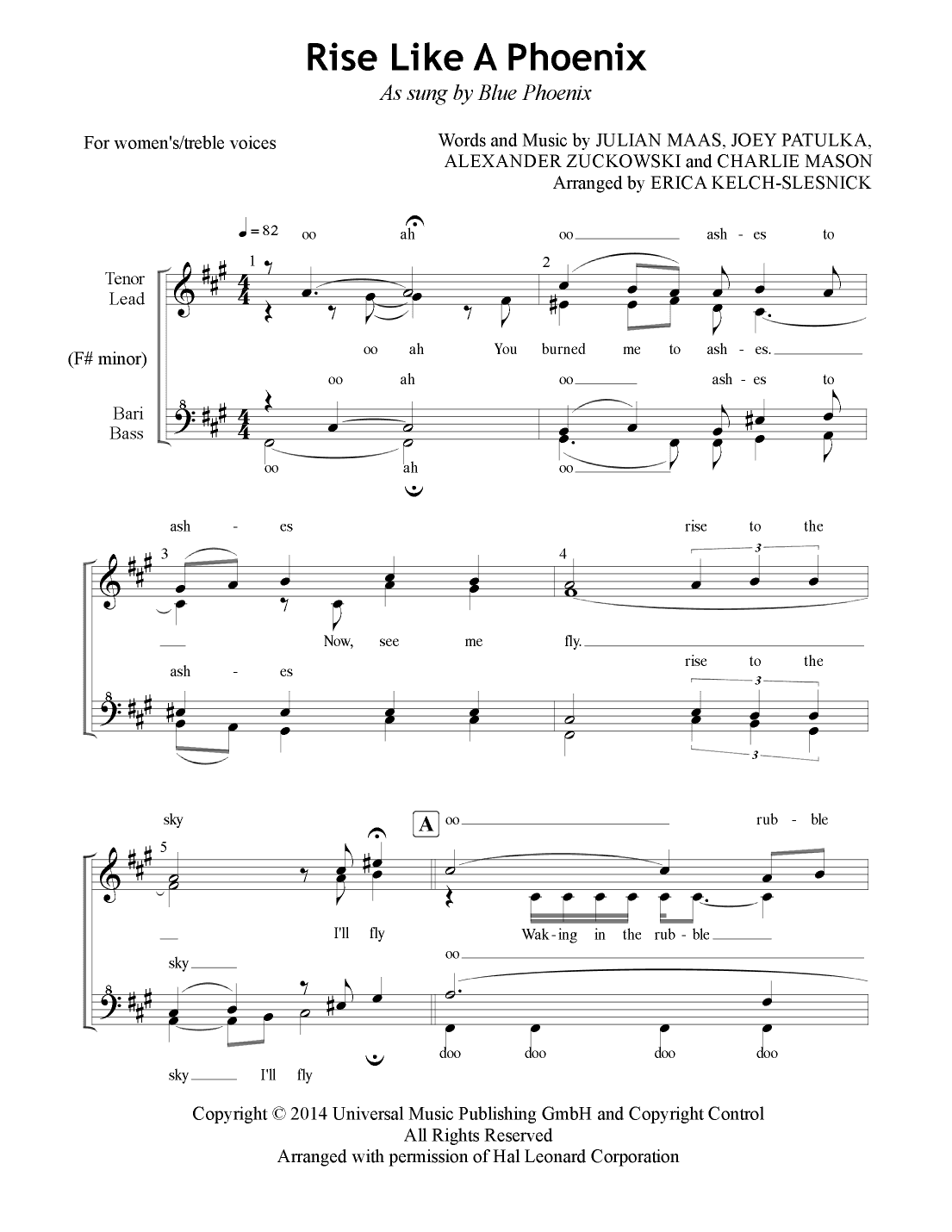 Rise Like A Phoenix (arr. Erica Kelch-Slesnick)