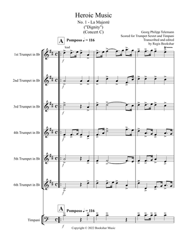 La Majeste (from "Heroic Music") (C) (Trumpet Sextet, Timp) (arr. Regis Bookshar)