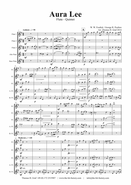 Aura Lee - Love me tender - Elvis - Flute Quintet (arr. Thomas H. Graf)