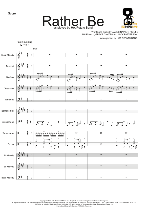 Rather Be (arr. Hot Potato Band)