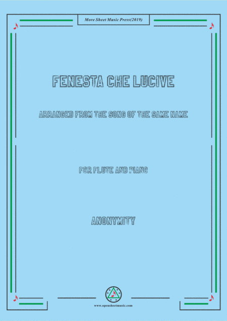 Louis-Fenesta che lucive,for Flute and Piano (arr. MSM)