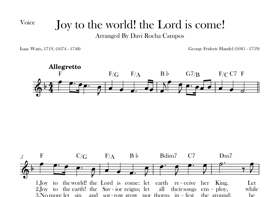 Joy to the world! the Lord is come! (arr. Davi Rocha Campos)