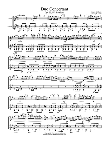 Duo Concertant, Op. 25, Rondeau (iv) for violin and guitar (arr. K. Krantz)