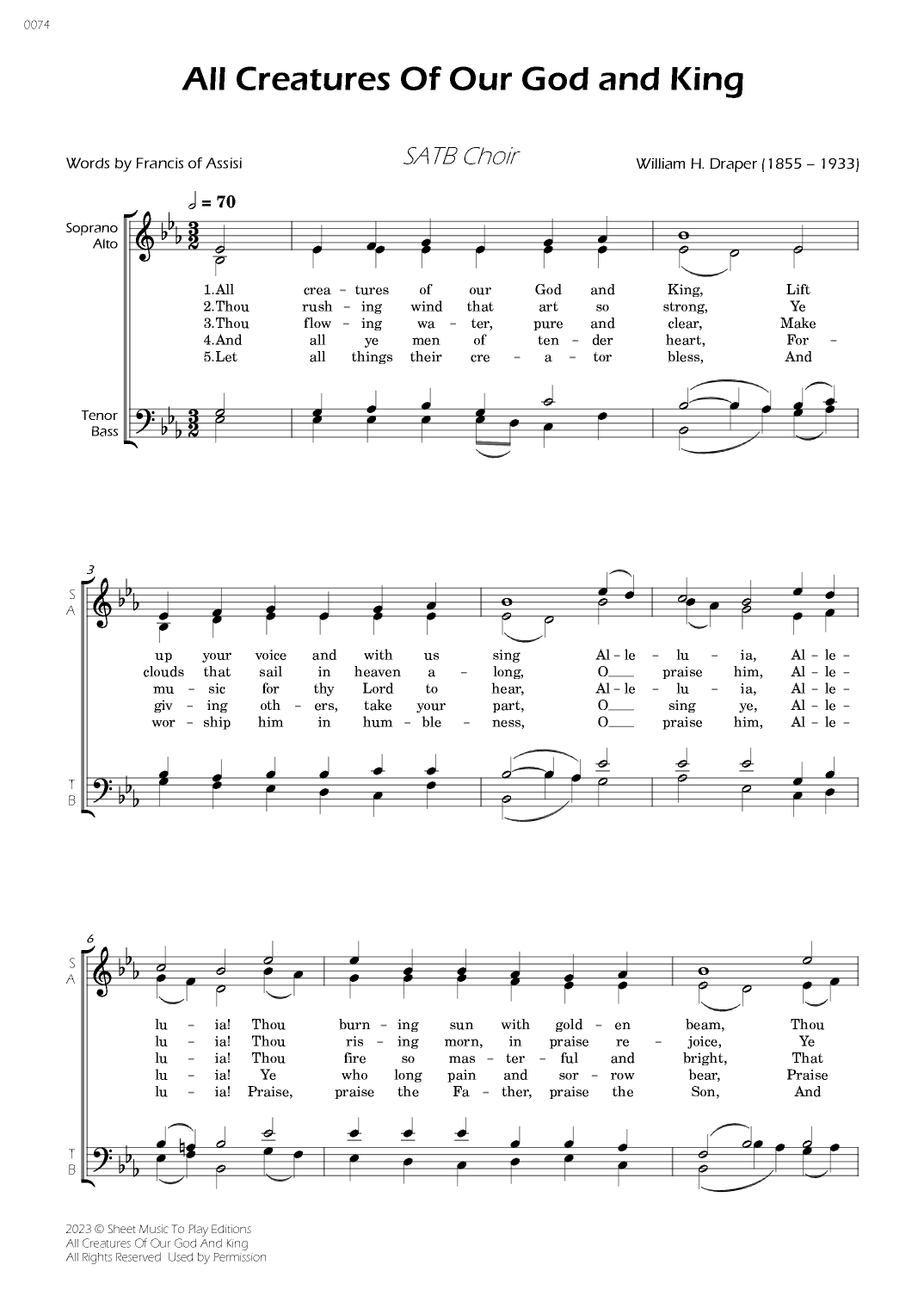 All Creatures Of Our God And King - SATB Choir (arr. César Madeira)