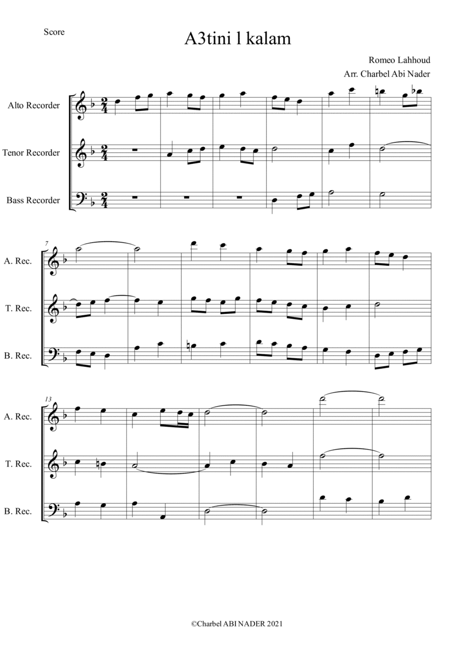 A3tini l kalam - أعطني الكلام (arr. Charbel ABI NADER)