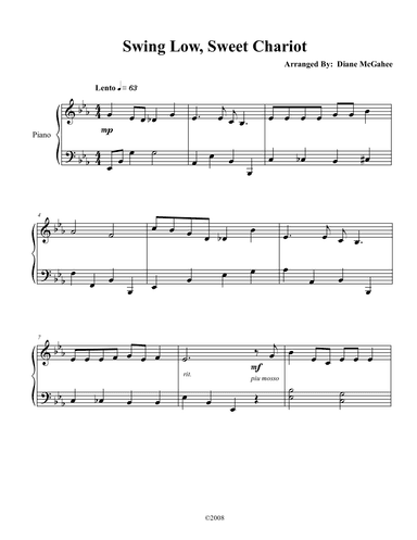 Swing Low, Sweet Chariot (arr. Arranged by Diane M. McGahee)