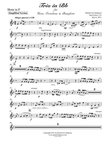 Trio for Horn, Trombone and Piano (1st mov. simplified)