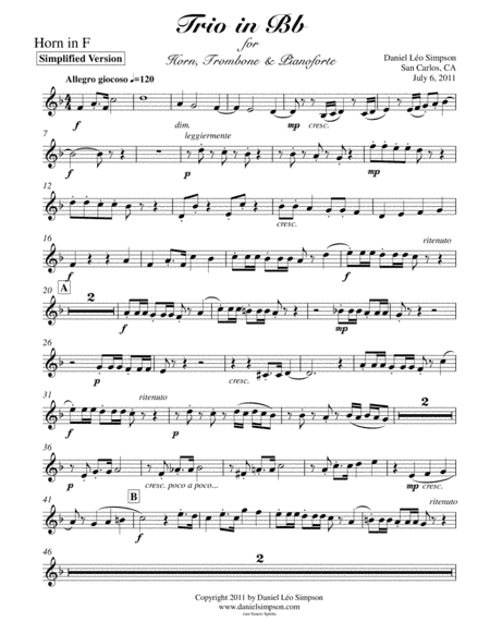 Trio for Horn, Trombone and Piano (1st mov. simplified)