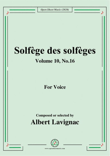 Lavignac-Solfège des solfèges,Volume 10,No.16,for Voice (arr. MSM)