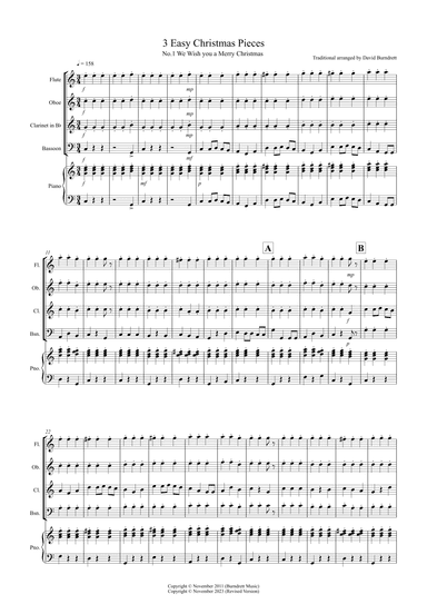 3 Easy Christmas Pieces for Wind Quartet (arr. David Burndrett)