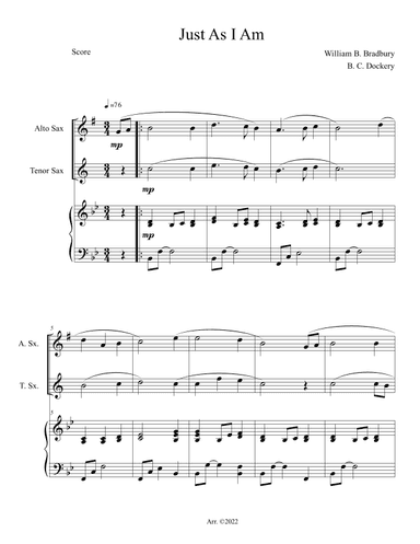 Just As I Am (Alto and Tenor Sax Duet with Piano) (arr. B. C. Dockery)