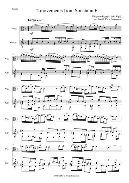 Sonata in F (first and last movements) for viola and guitar (arr. David Warin Solomons)