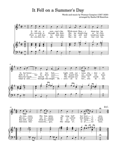 It Fell on a Summer's Day (arr. Rachel M Hamilton (UK))