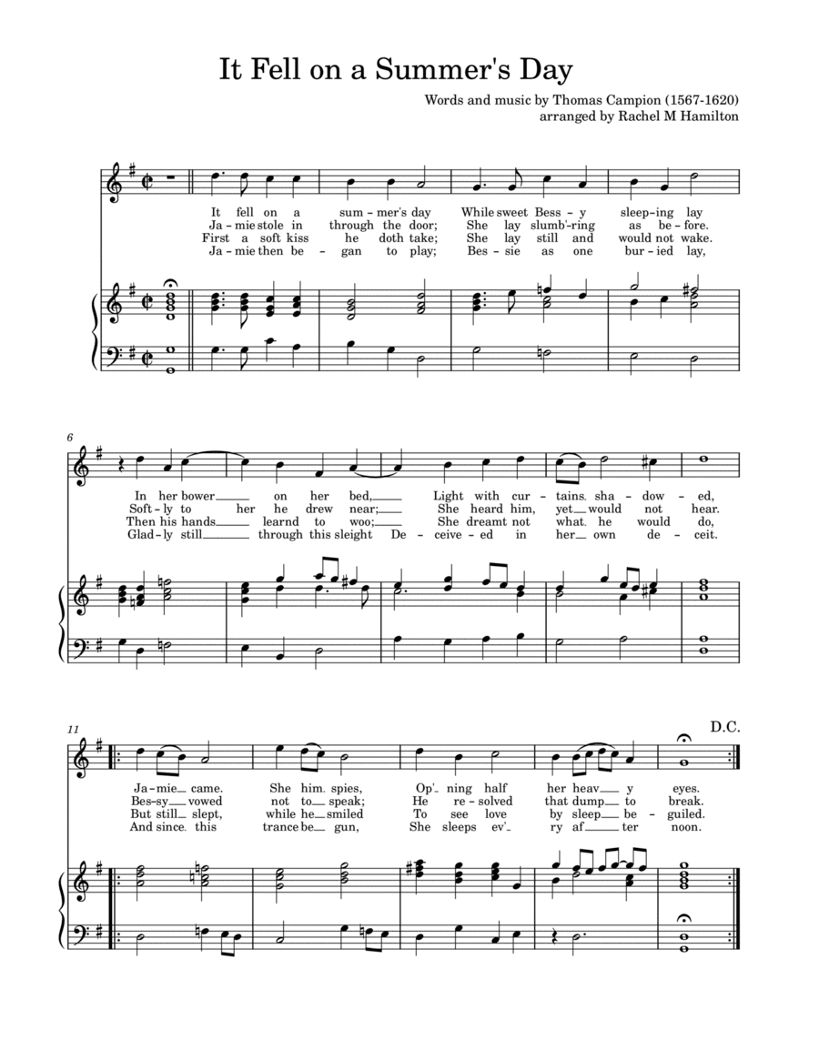 It Fell on a Summer's Day (arr. Rachel M Hamilton (UK))