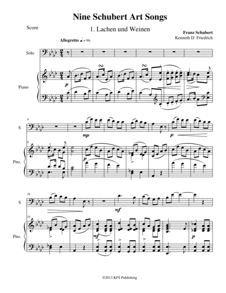 Nine Schubert Art Songs (arr. Kenneth D. Friedrich)