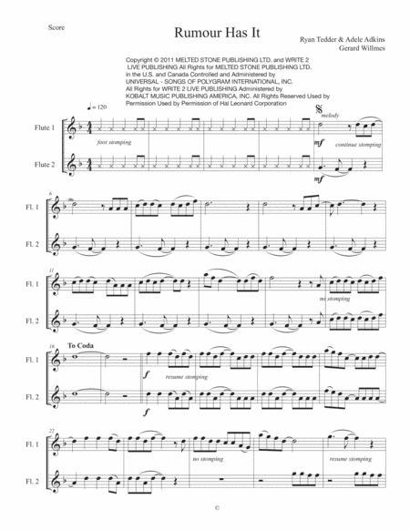 Rumour Has It (arr. Gerard Willmes)