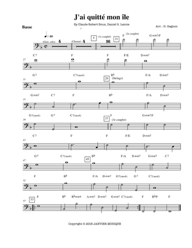 J'ai Quitte Mon Ile - Score Only (arr. D.Gagnon)