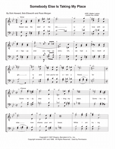 Somebody Else Is Taking My Place (arr. Walter Latzko)