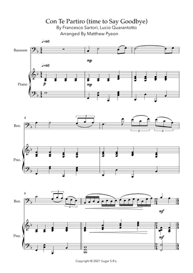 Con Te Partiro (time To Say Goodbye) (arr. Matthew pyeon)