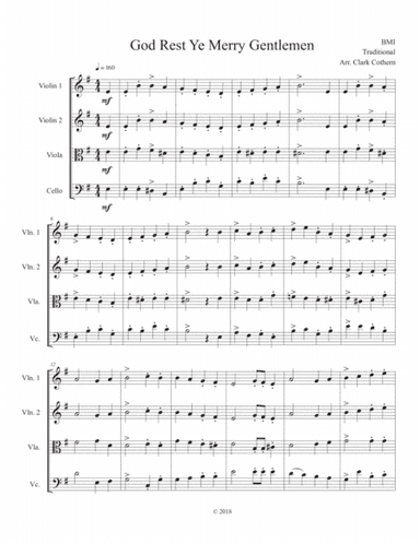 God Rest Ye Merry Gentlemen (String Quartet) (arr. Clark Cothern)