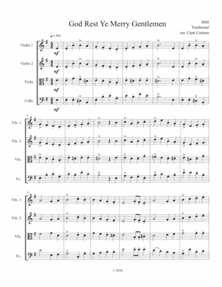God Rest Ye Merry Gentlemen (String Quartet) (arr. Clark Cothern)