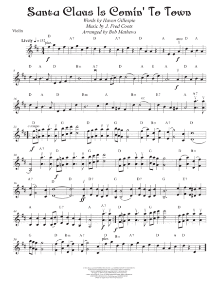 Santa Claus Is Comin' To Town (arr. Bob Mathews)