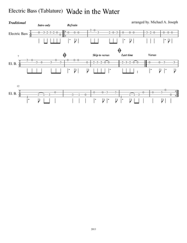Wade in the Water PART: Electric Bass (arr. Michael A. Joseph)