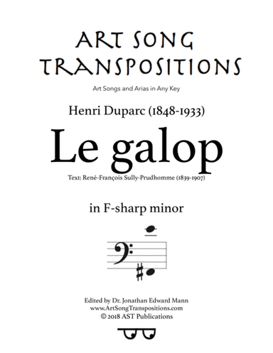 DUPARC: Le galop (transposed to F-sharp minor, bass clef) (arr. ArtSongTranspositions.com)