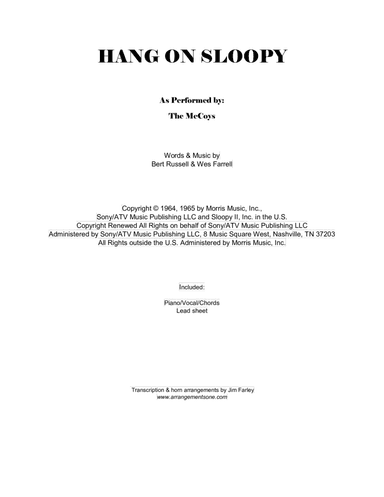 Hang On Sloopy (arr. Jim Farley www.arrangementsone.com)