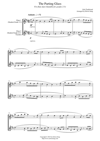 The Parting Glass (for flute duet, suitable for grades 2-5) (arr. Edwin Sung)