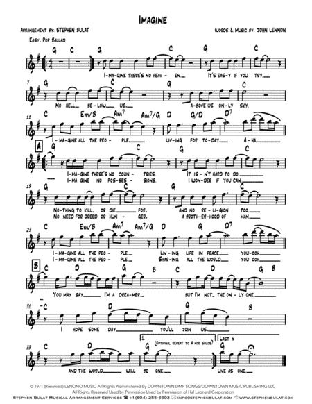 Imagine (arr. Stephen Bulat)
