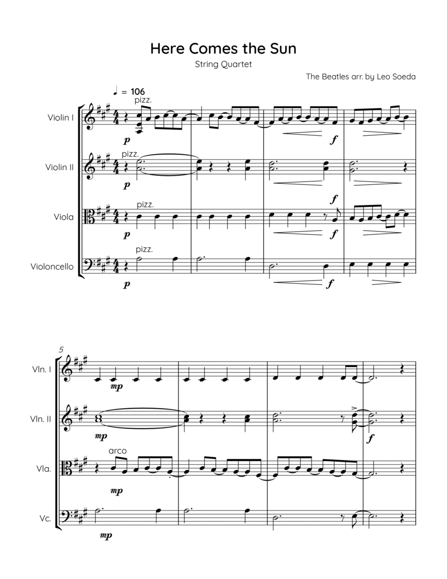 Here Comes The Sun (arr. Leo Soeda)