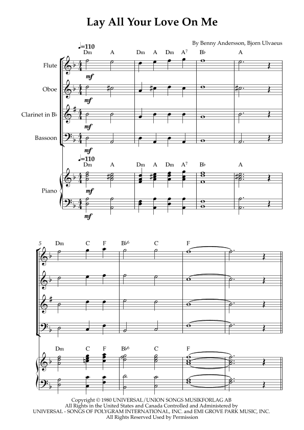 Lay All Your Love On Me (arr. Karen Gueiros)
