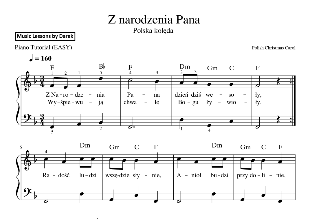 Z narodzenia Pana (Polish Christmas Carol) [EASY PIANO] (arr. Darek)
