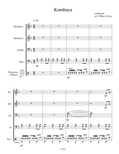 Kumbaya for Marimbas and Percussion (arr. Tiffany Nicely)