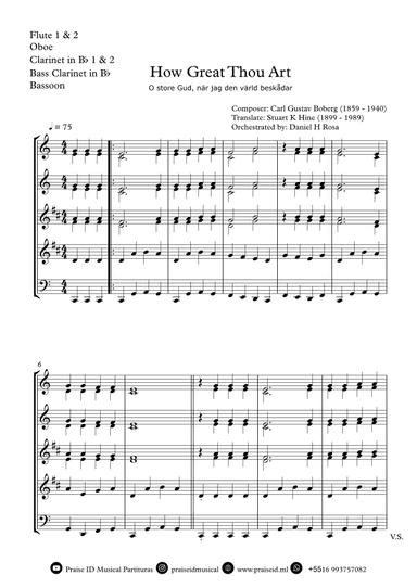 How Great Thou Art - "O store Gud." - Easy Woodwind Quartet (arr. Daniel H Rosa)
