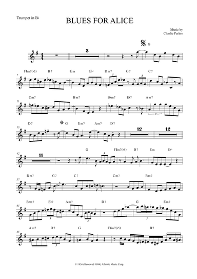 Blues For Alice (arr. The Sheet Music Library)