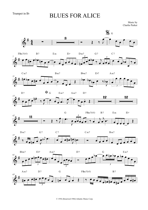 Blues For Alice (arr. The Sheet Music Library)