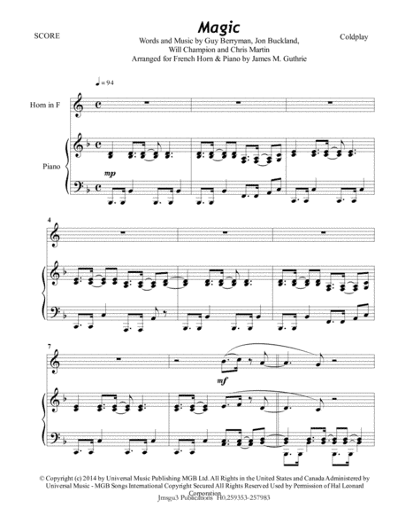 Magic (arr. James M. Guthrie, ASCAP)