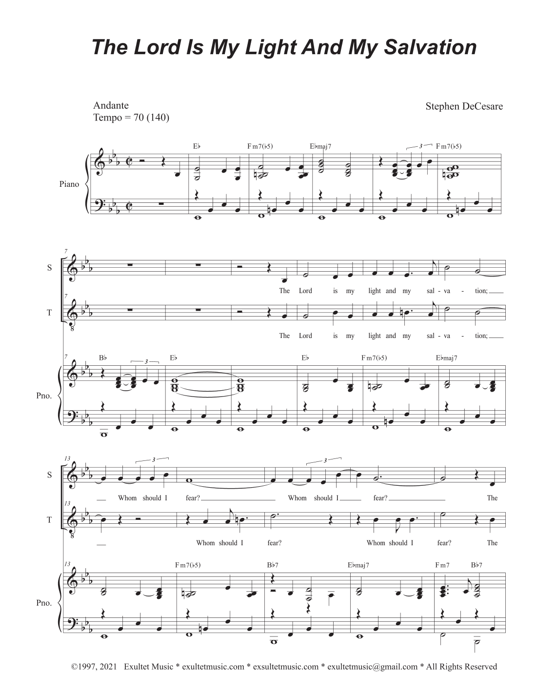 The Lord Is My Light And My Salvation (Duet for Soprano and Tenor solo)