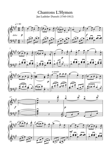 Chantons L Hymen (arr. PianoSheetNow)