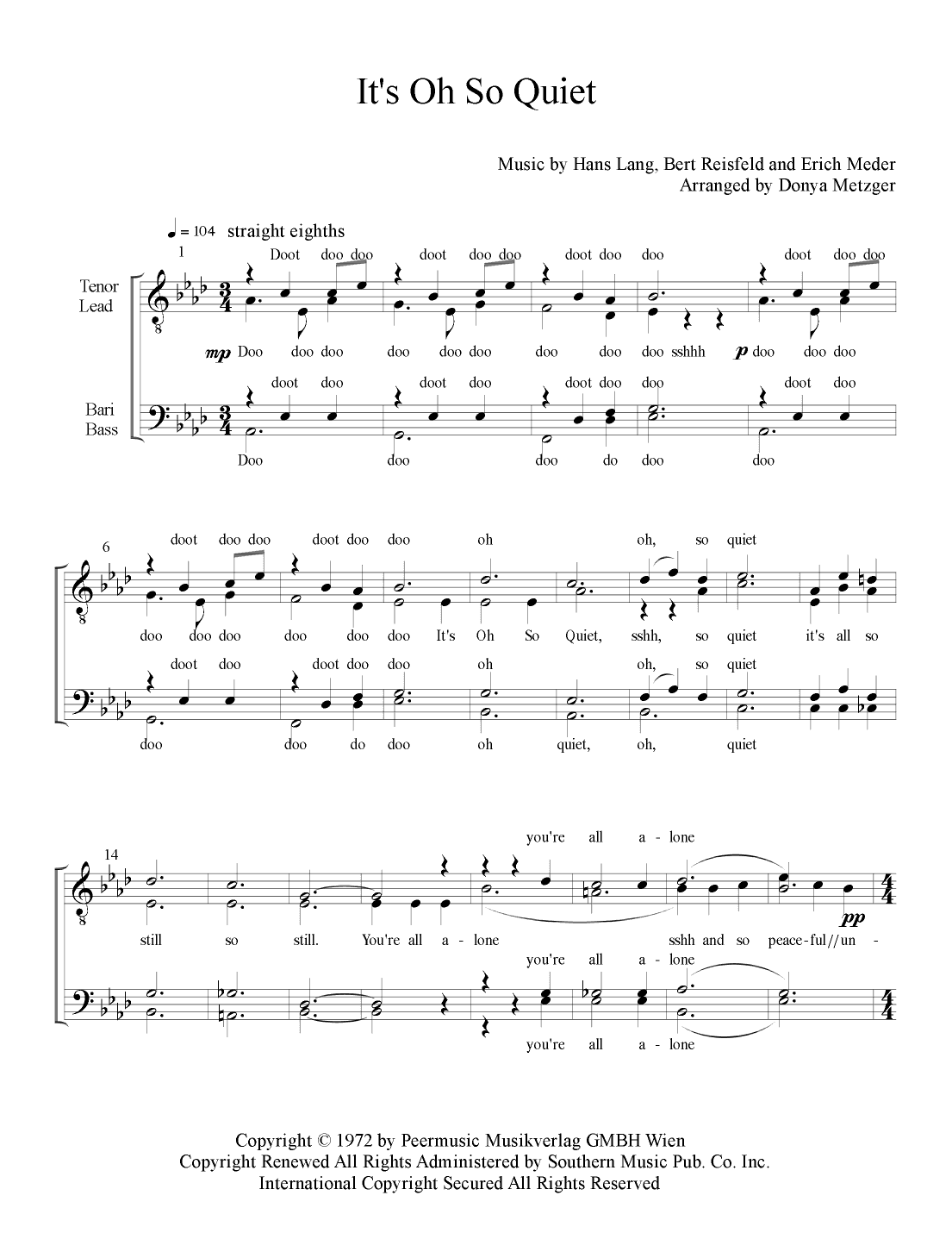 It's Oh So Quiet (und Jetzt Ist Es Still) (arr. Donya Metzger)